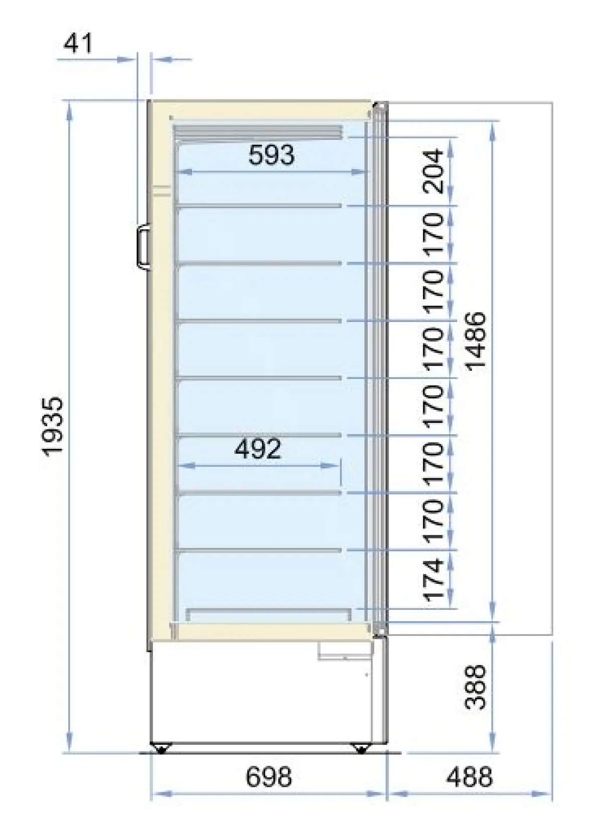 FREEZER GLASS DOOR MARIN STATIC