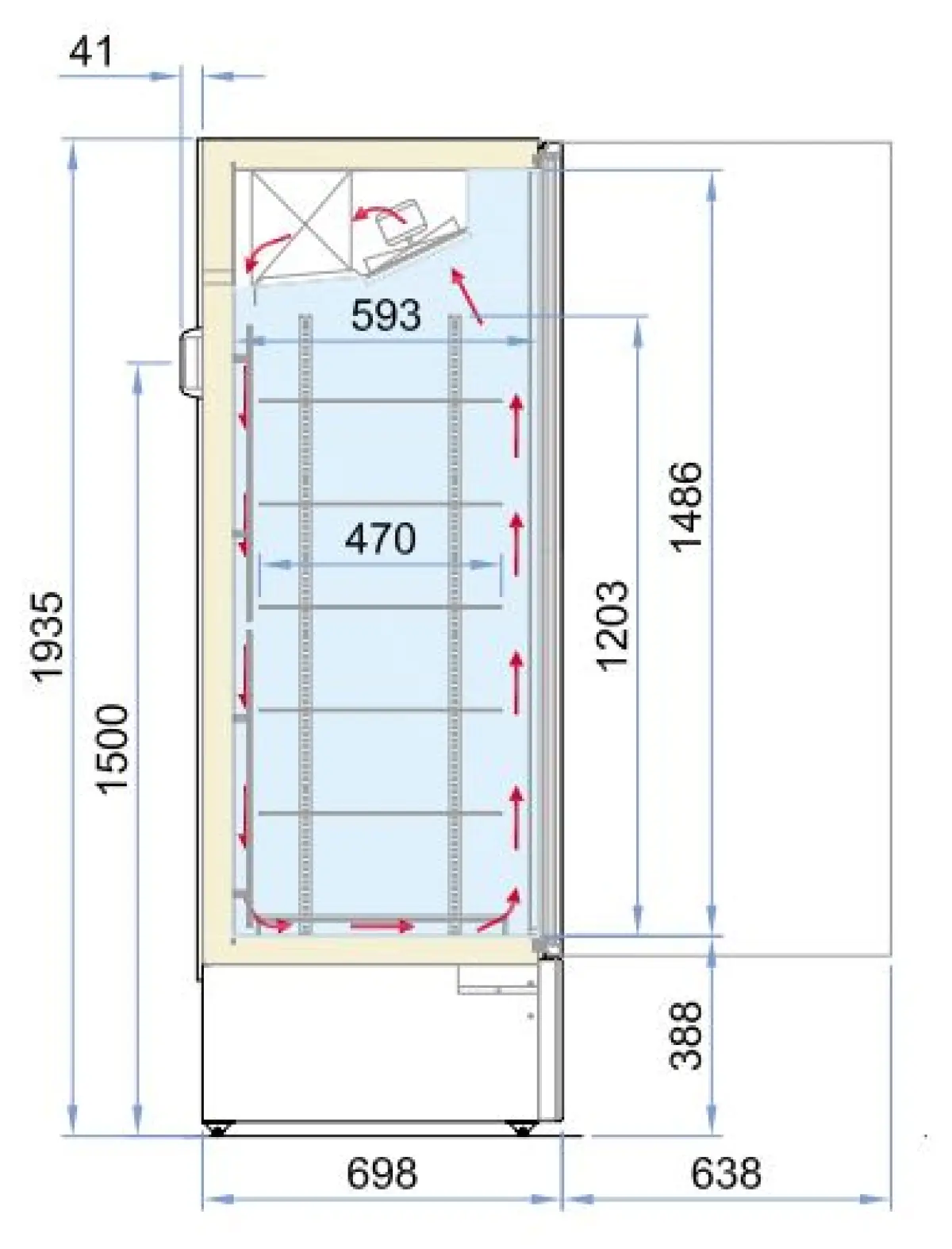 FREEZER GLASS DOOR MARIN VENTILATED