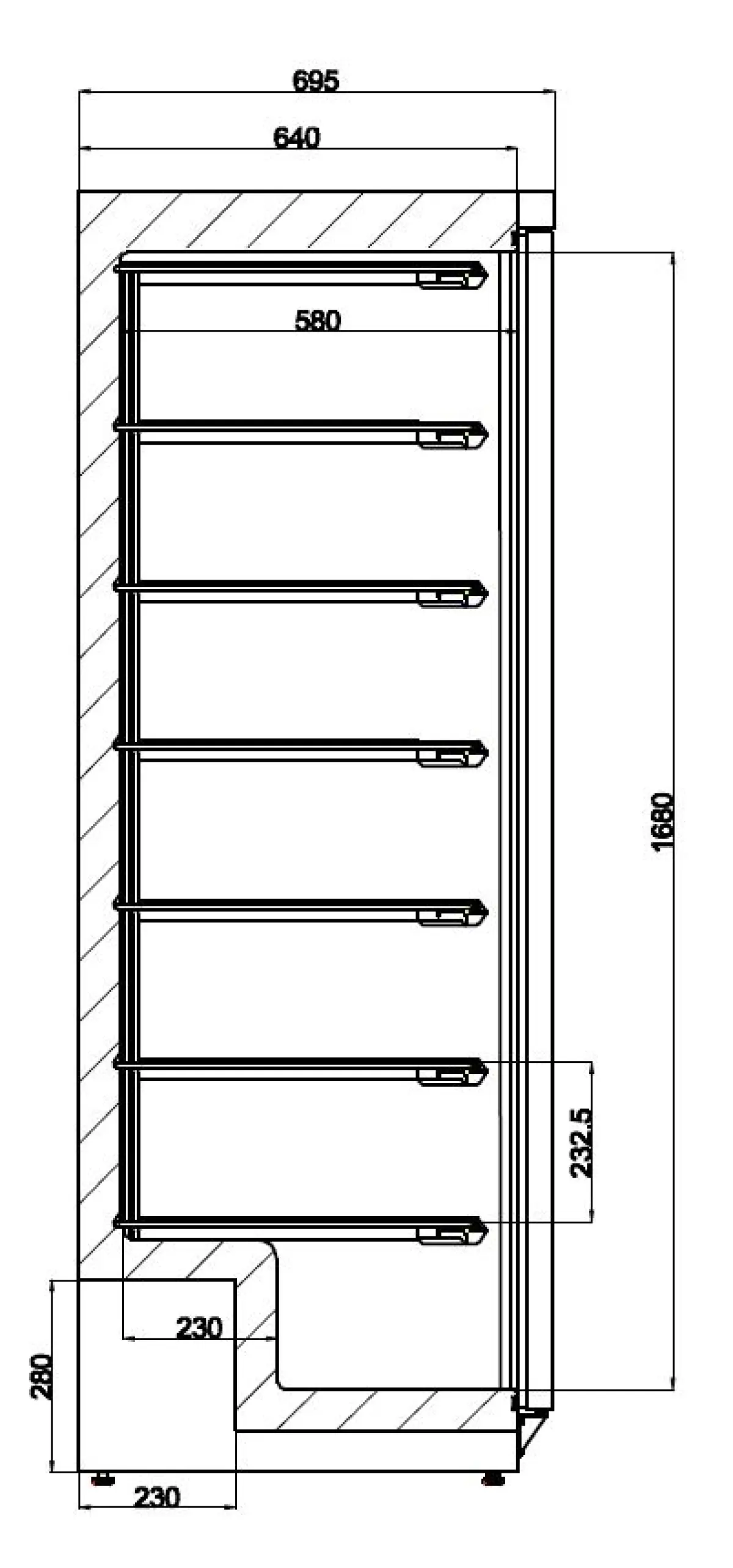 COMBISTEEL S/STEEL UPRIGHT FREEZER 1 DOOR 2/1 GN (PLASTIFIED INTERIOR)