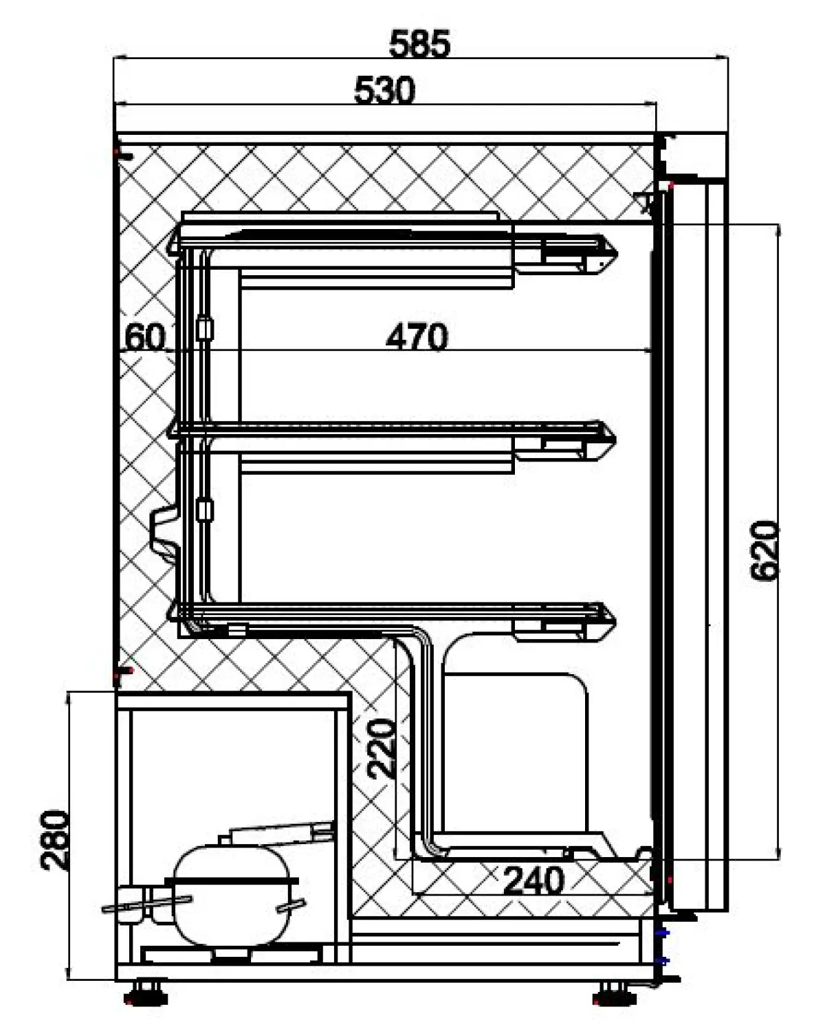 S/S ONE DOOR SMALL FREEZER 60 X 60 X 85