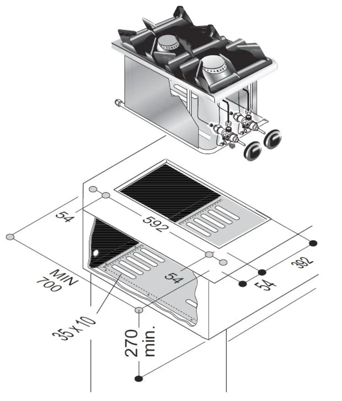 GAS RANGE 2 BU. 7KW