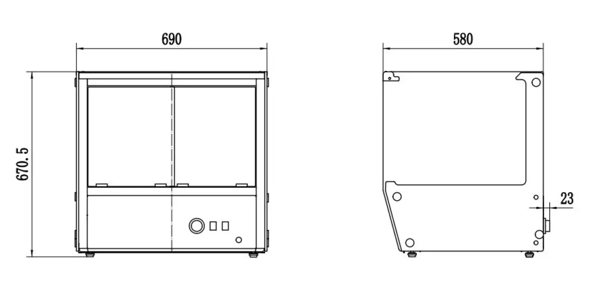 COMBISTEEL TABLETOP HEATED SHOWCASE - FRONT + BACK OPENEING 70X60X68CM