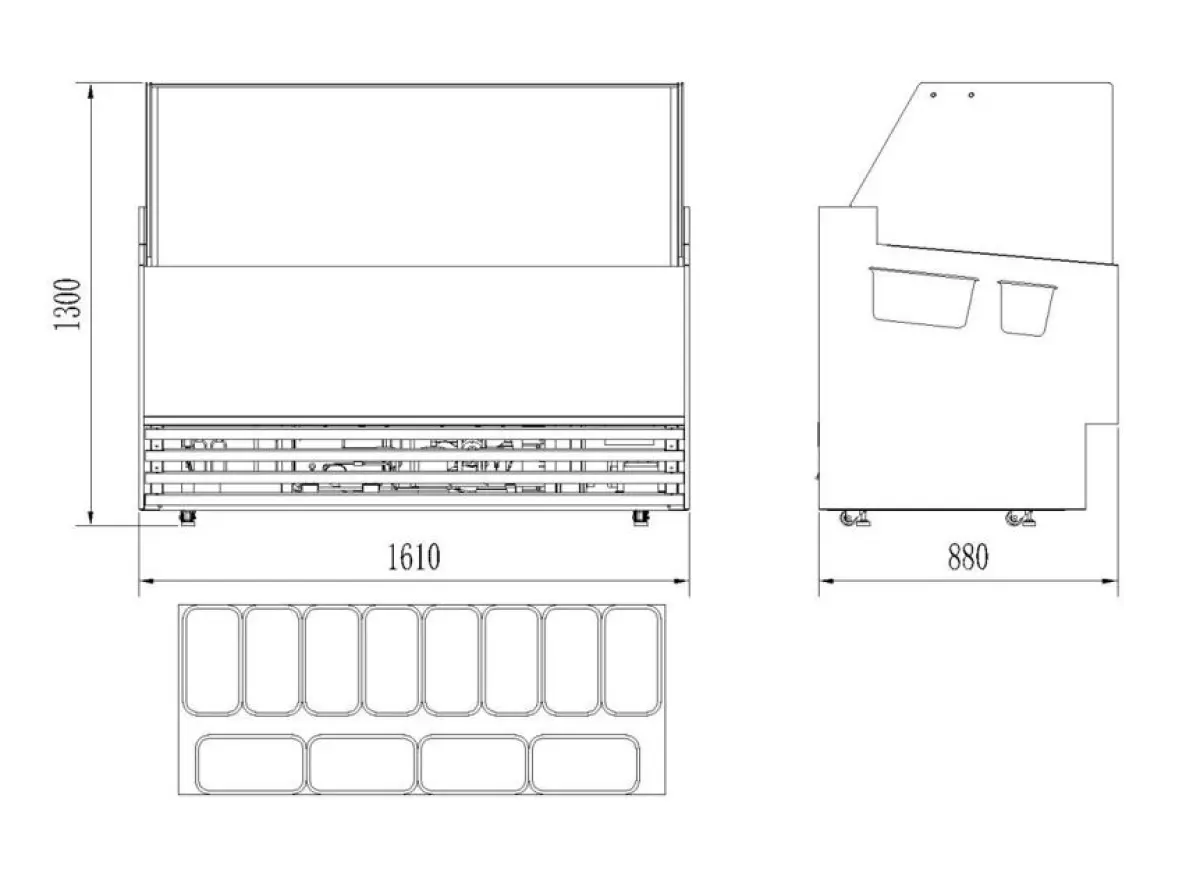 COMBISTEEL BORNEO ICE CREAM SHOWCASE - CAPACITY OF 12 X 5 LITER BASINS - 161X88X130CM