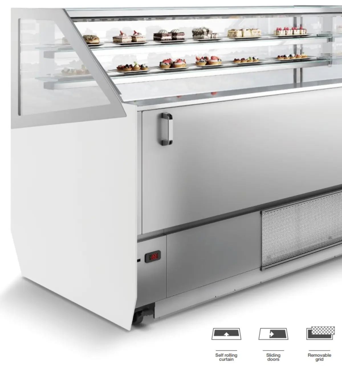 ISA MILLENIUM 16 ICE CREAM SHOWCASE SQUARE GLASS + LEG LIGHTS -