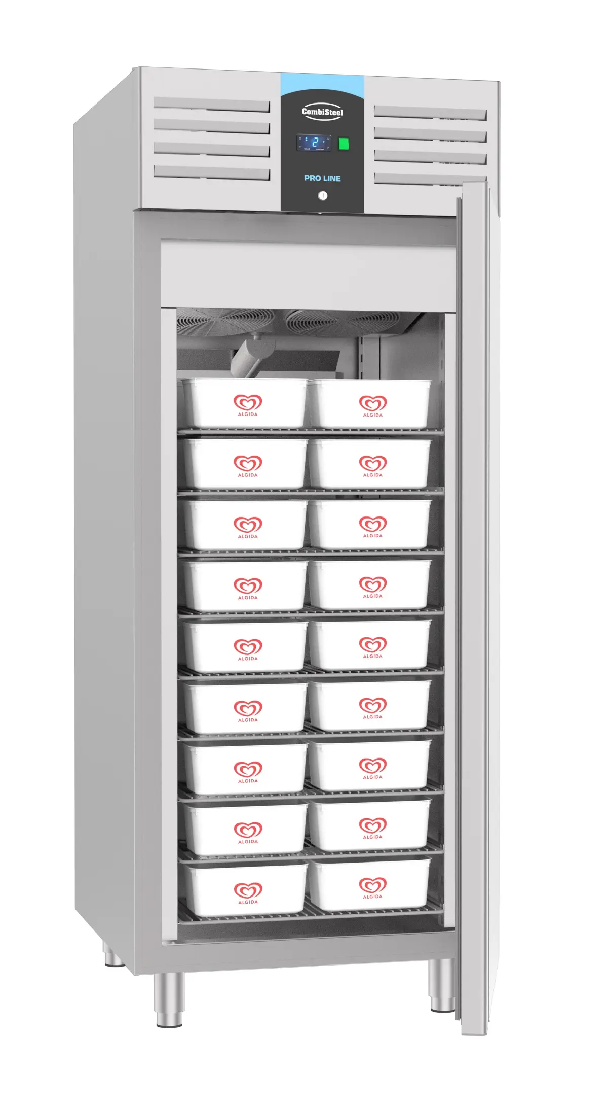 PROLINE S/STEEL UPRIGHT ICE CREAM STORAGE FREEZER - 82X92X108