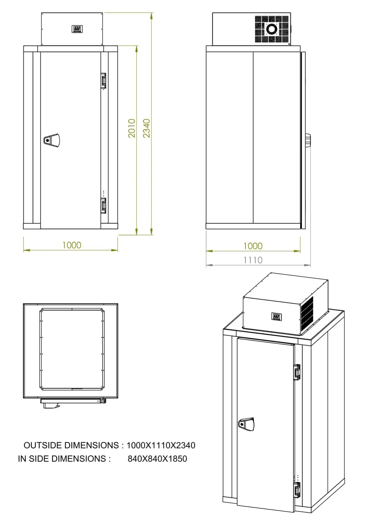 PROLINE MINI COLROOM + NEGATIVE UNIT - 100X100X234CM