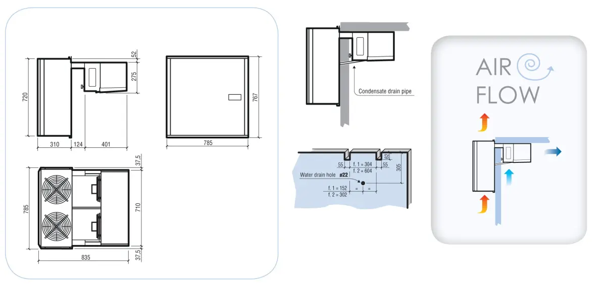 NEGATIVE WALL MOUNTED STRADDLE UNIT 1.46KW 1PH