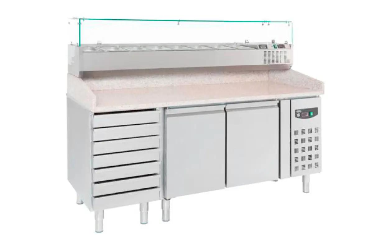 PIZZA COUNTER 2 DOORS 7 DOUGH DRAWERS