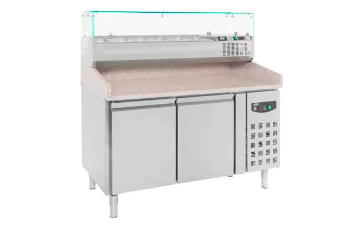 COMBISTEEL (800) S/STEEL PIZZA COUNTER 2 DOOR + MARBLE TOP 151X80X100CM