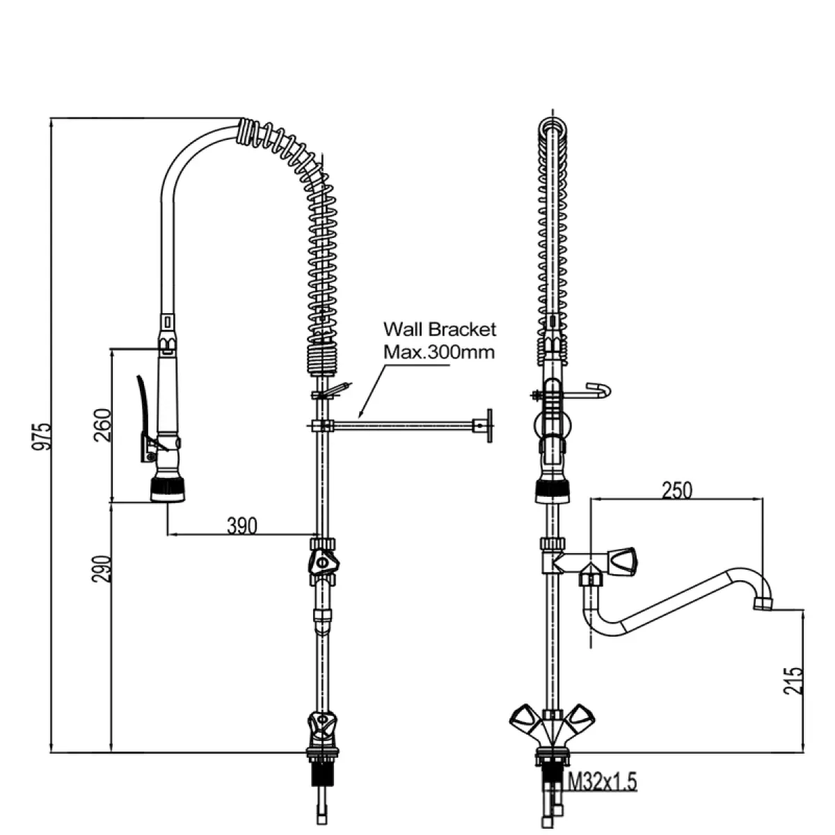 PRE RINSE UNIT WITH 1-HOLE