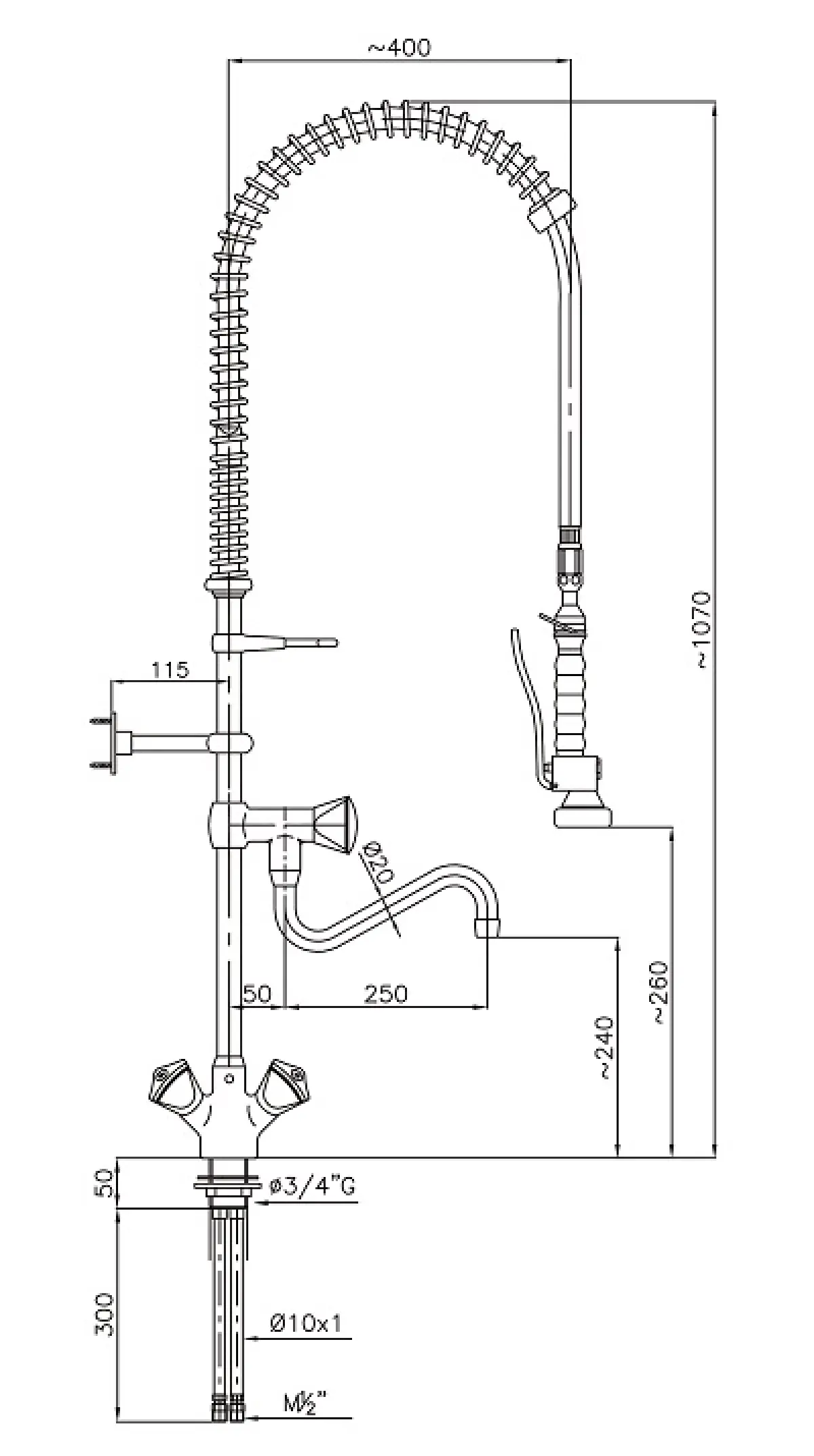 COMBISTEEL PRE-RINSE UNIT WITH MIX FAUCET