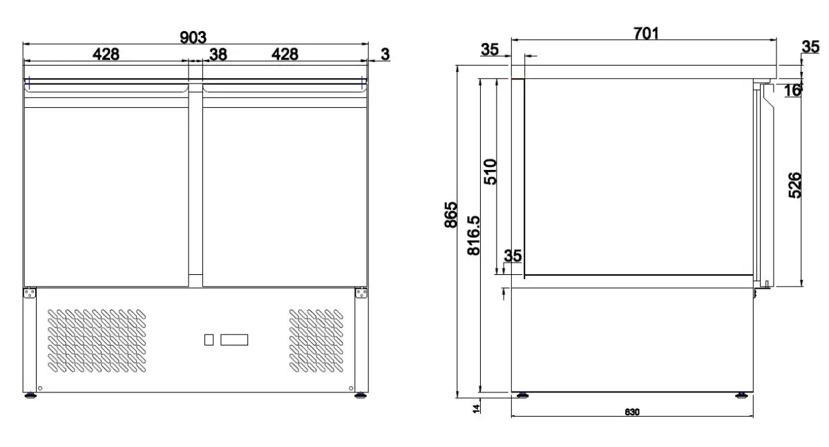 COMBISTEEL REFRIGERATED COUNTER 2 DOORS