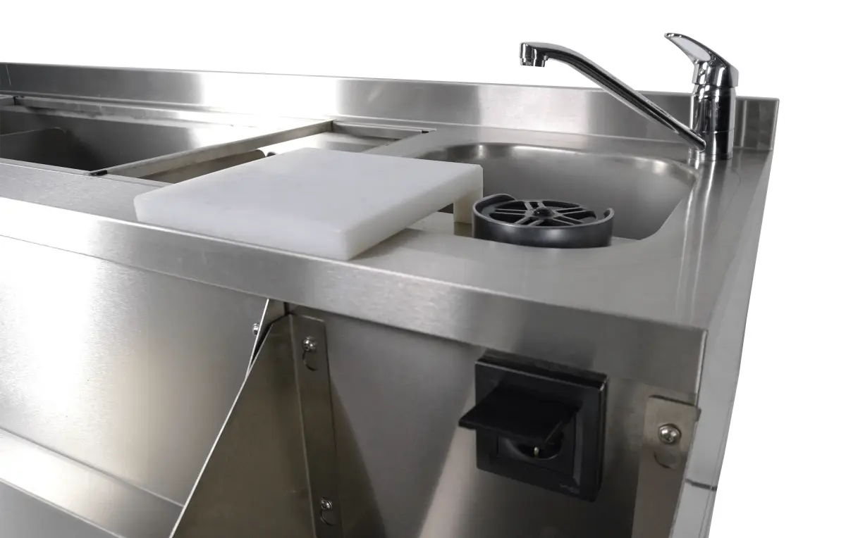 COMBISTEEL PROILINE 2 DOOR REFIRGERATED COCKTAIL STATION + RHS SINK C/W BLENDER HOLDER - 120X76CM