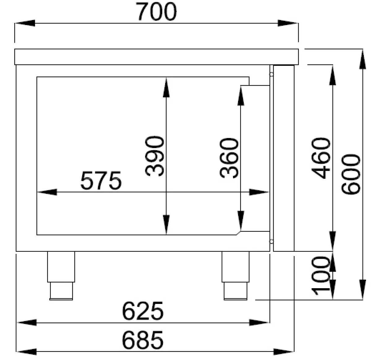 PROLINE GN (700) S/STEEL UNDER EQUIPMENT REFRIGERATED COUNTER 4 DOOR 213X70X60