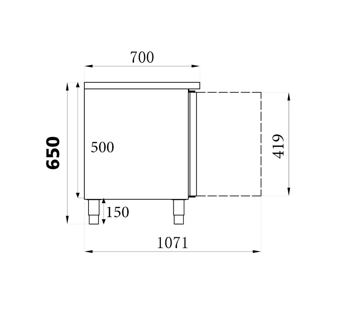 S/STEEL UNDER EQUIPMENT REFRIGERATED COUNTER 2 DOOR 136X70CM