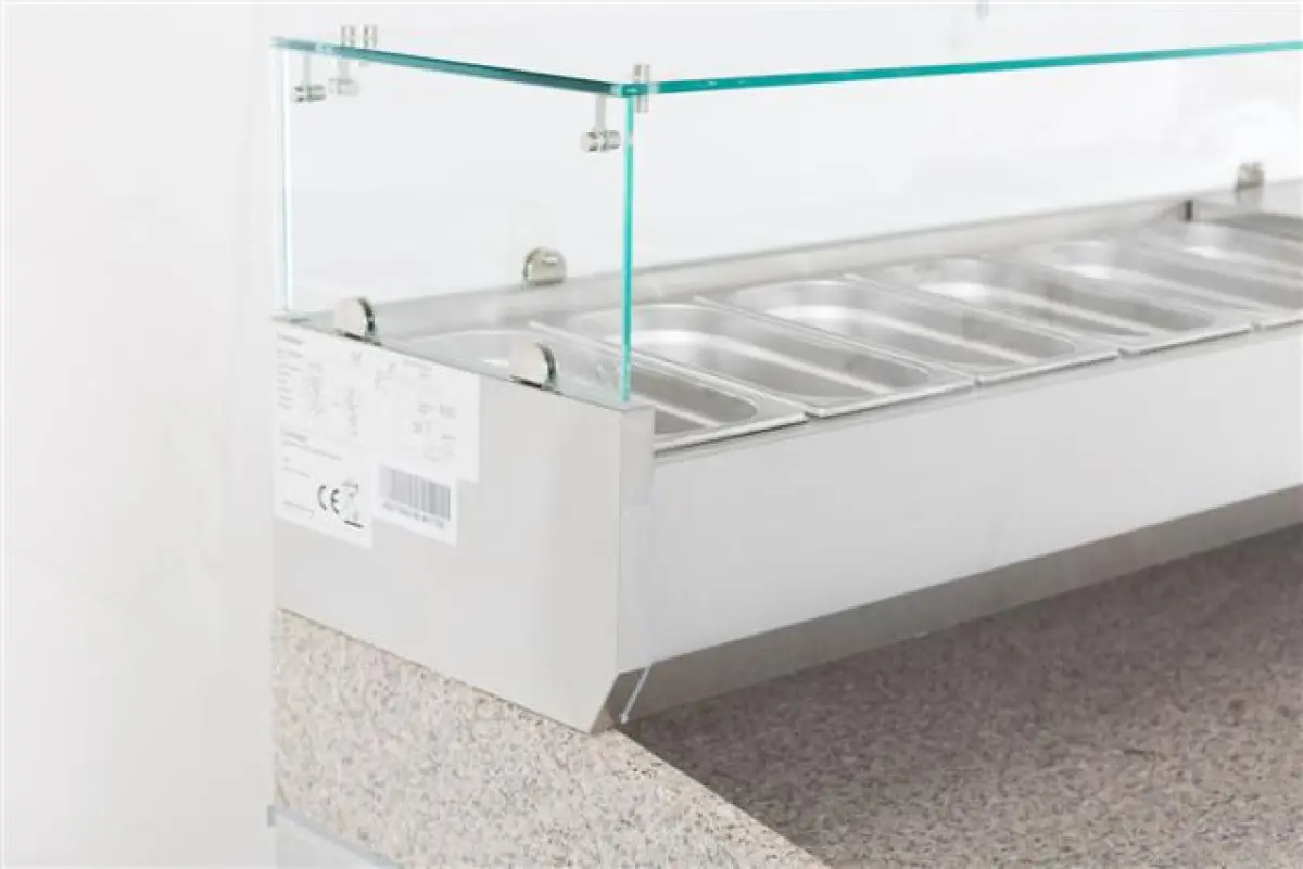 COMBISTEEL INGREDIENT COOLER 1/3GN X8 180CM GLASS TOP