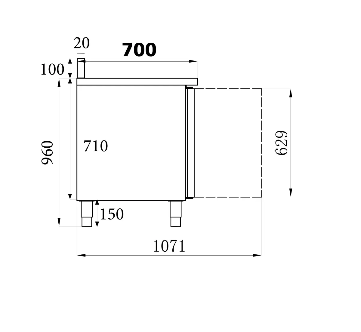 COMBISTEEL STANDARD LINE REFRIGERATED 3 DOOR COUNTER + BACK SPLASH 180X70X85CM