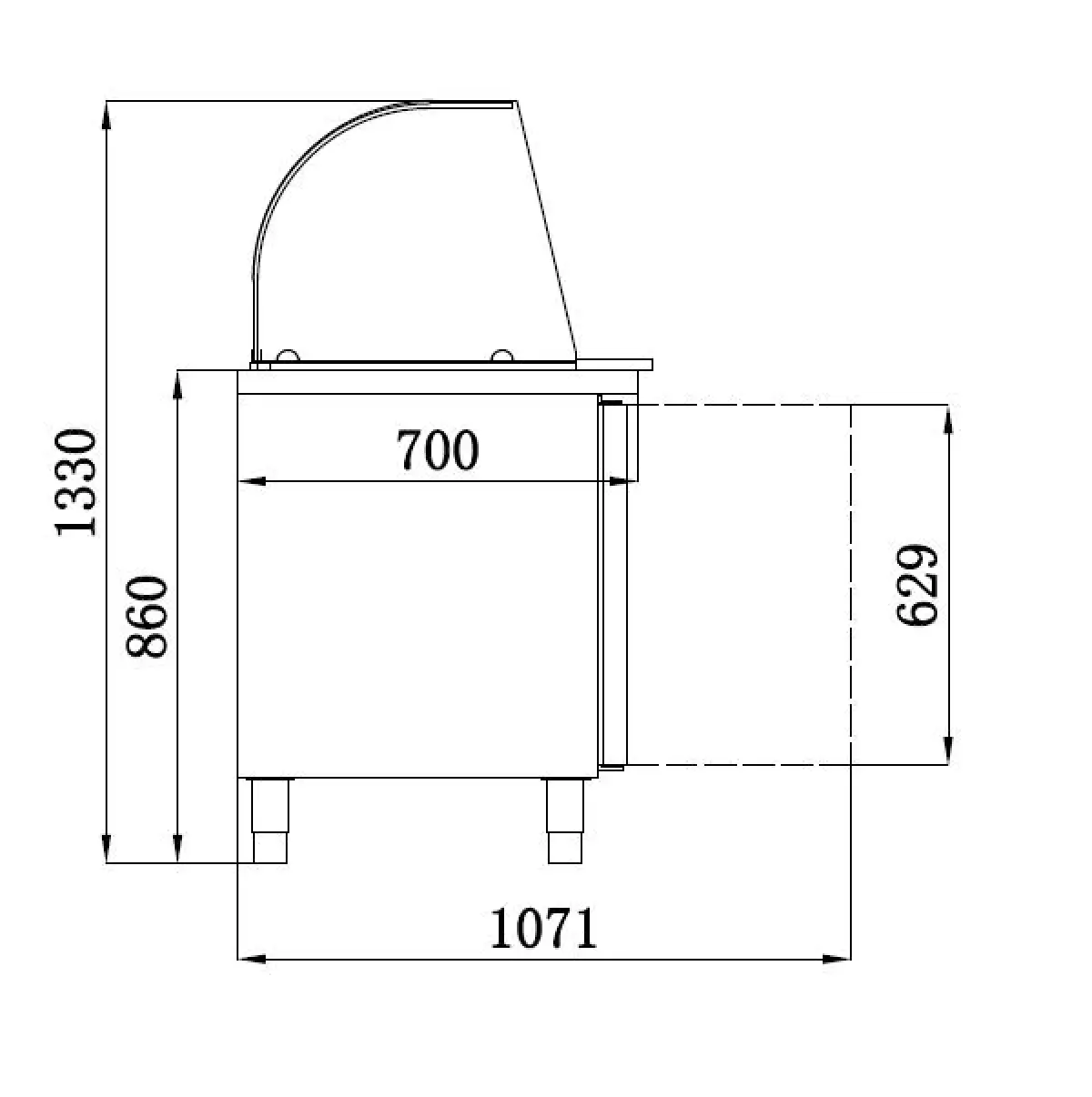 REFRIGERATED COUNTER WITH GLAS COVER 2 DOORS