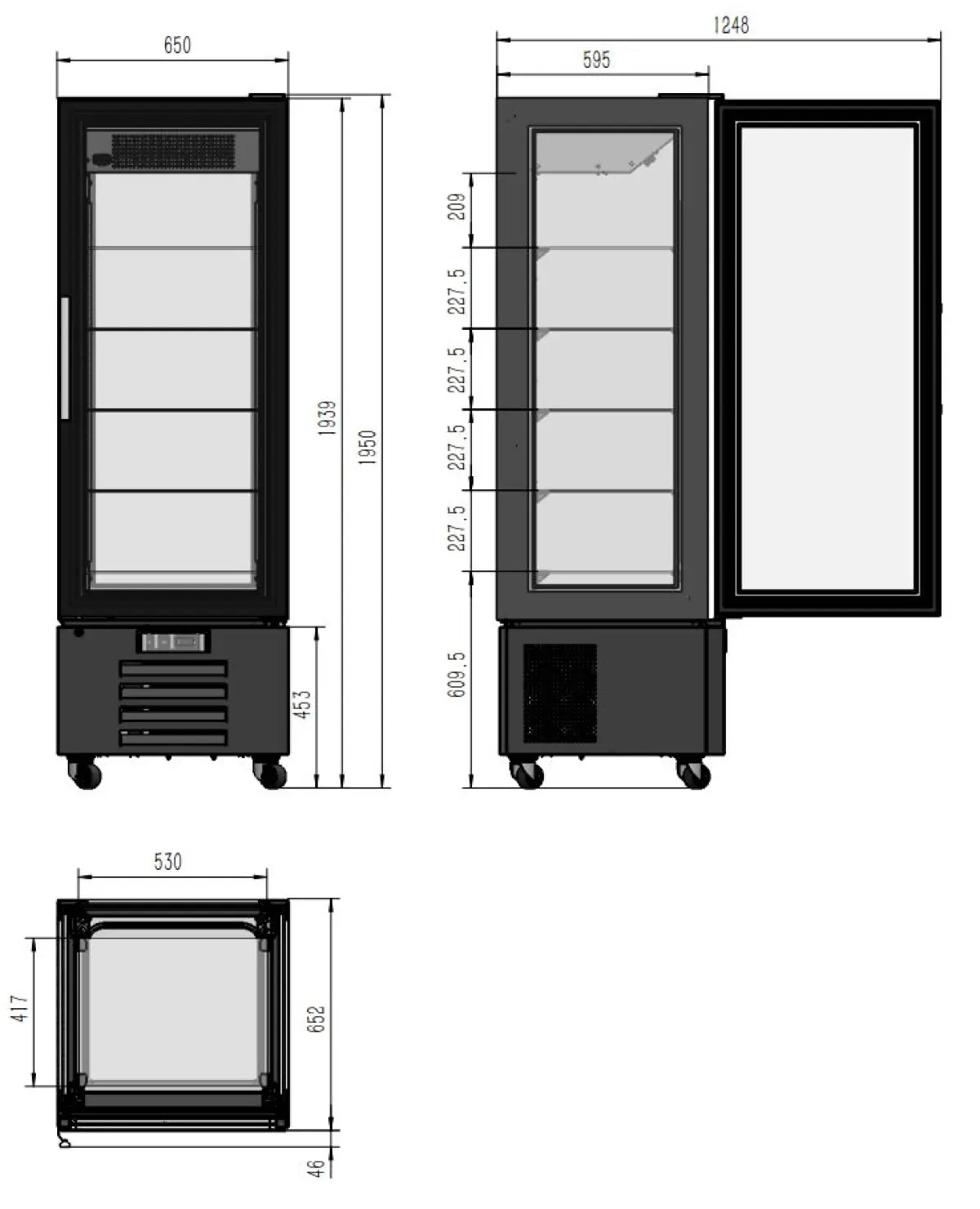 PROLINE REFRIGERATED DESSERT SHOWCASE 65X65X195