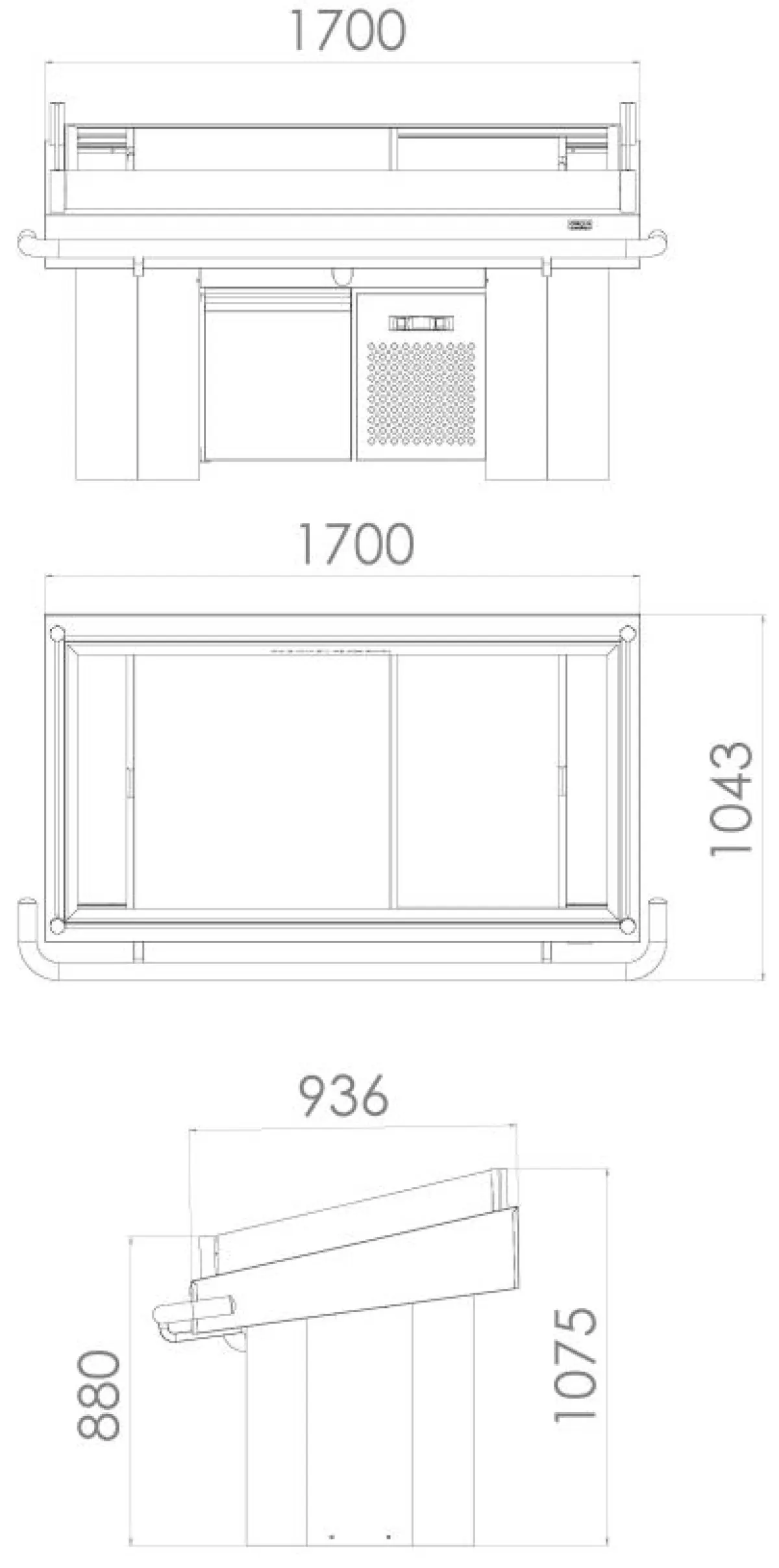 COMBISTEEL REFRIGERATED FISH COUNTER S/STEEL AISI 316 + SLIDING DOORS - 170X104X107CM