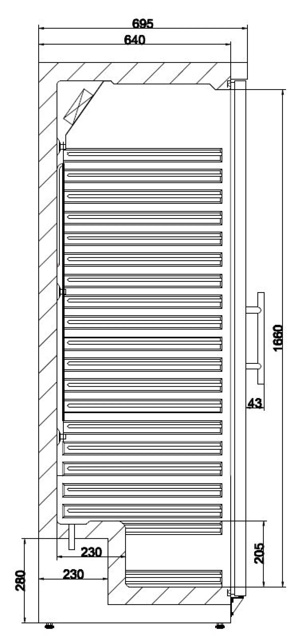 COMBISTEEL UPRIGHT MERCHANDISER GLASS DOOR 78X70X190