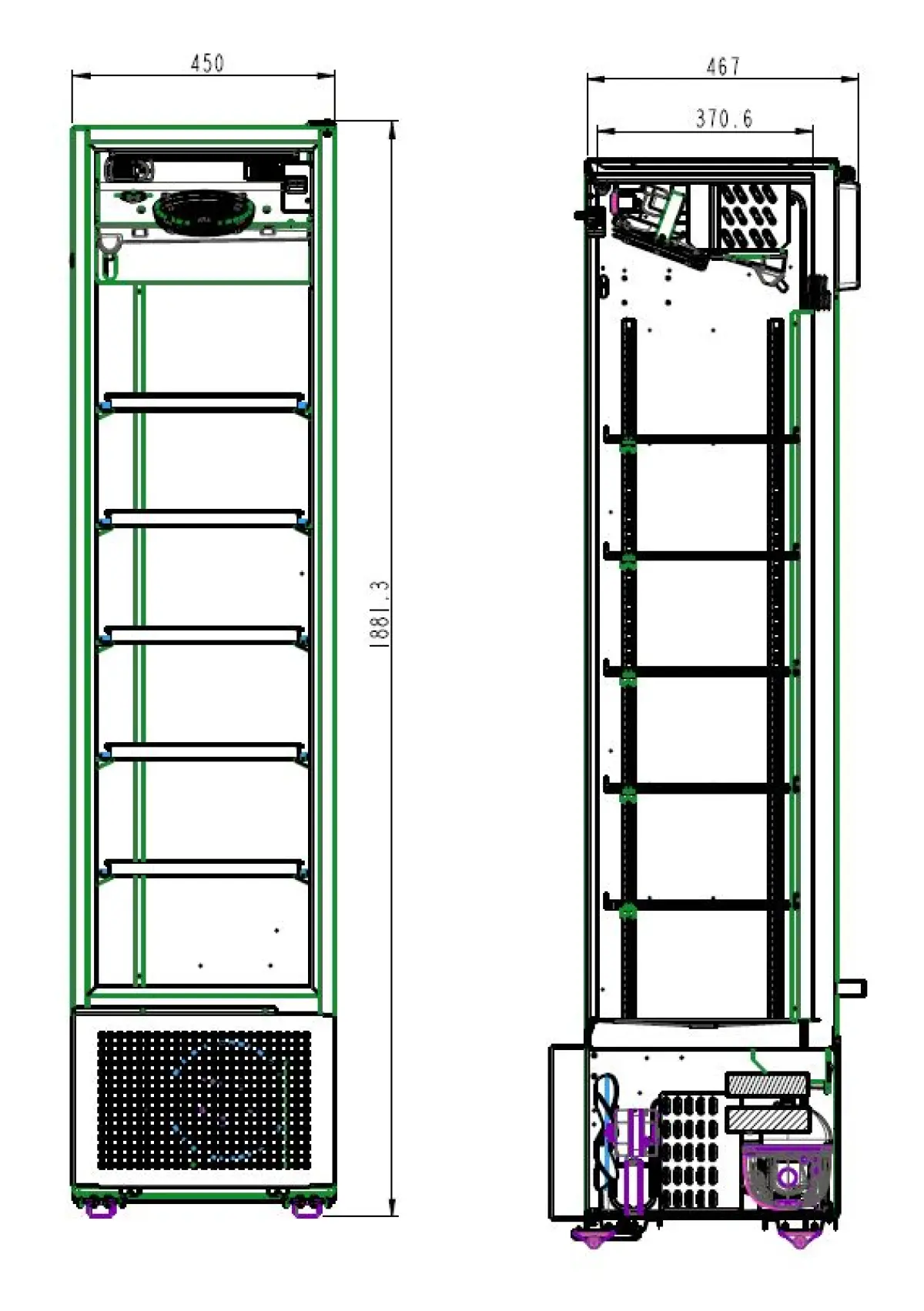 COMBISTEEL BLACK UPRIGHT MERCHENDISER - 45X50X188CM