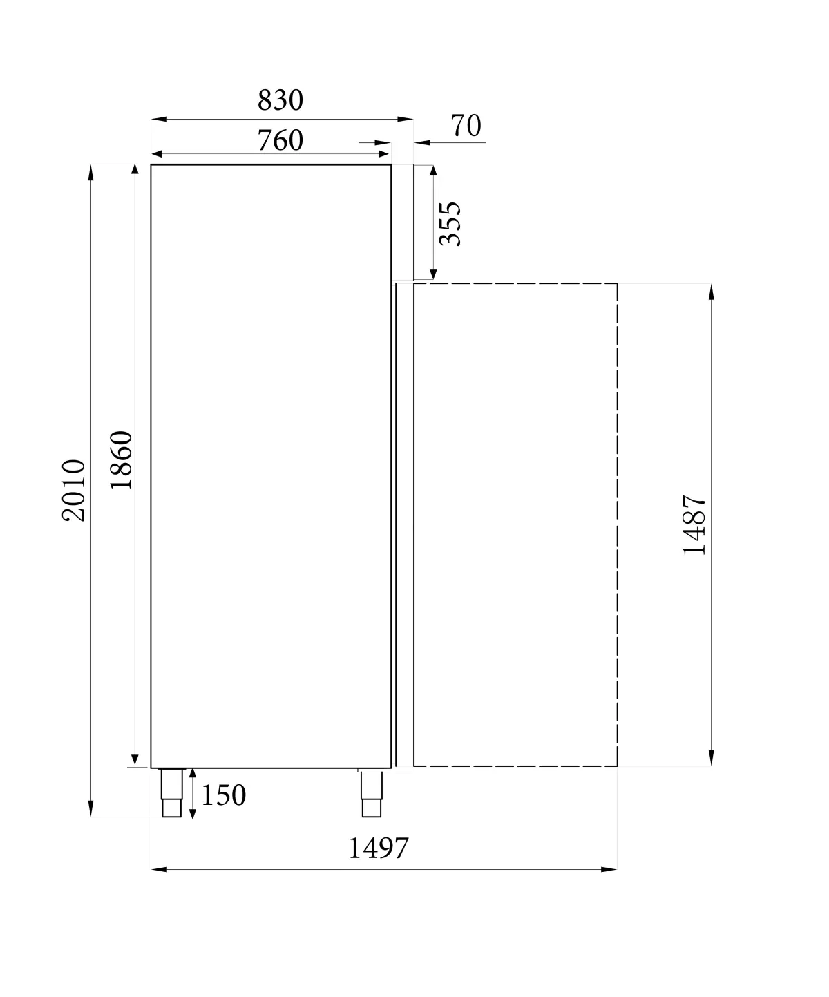 S/S 1 DR UPRIGHT FRIDGE 2/1 GN