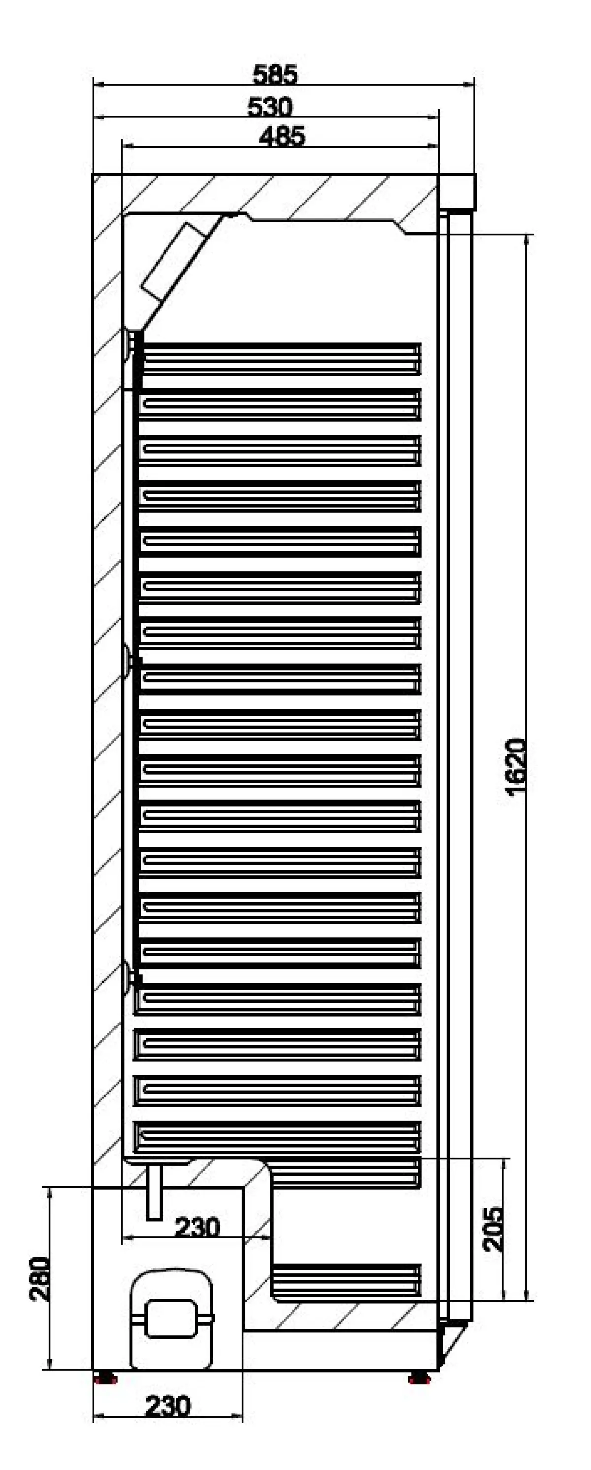 COMBISTEEL UPRIGHT FRIDGE - 60X60X185CM