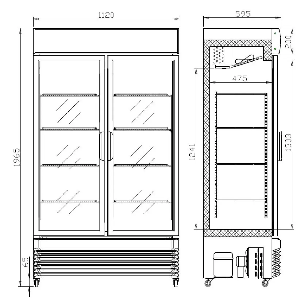 COMBISTEEL UPRIGHT REFRIGERATED MERCHANDSIER WITH SLIDING DOORS 112X60X196CM