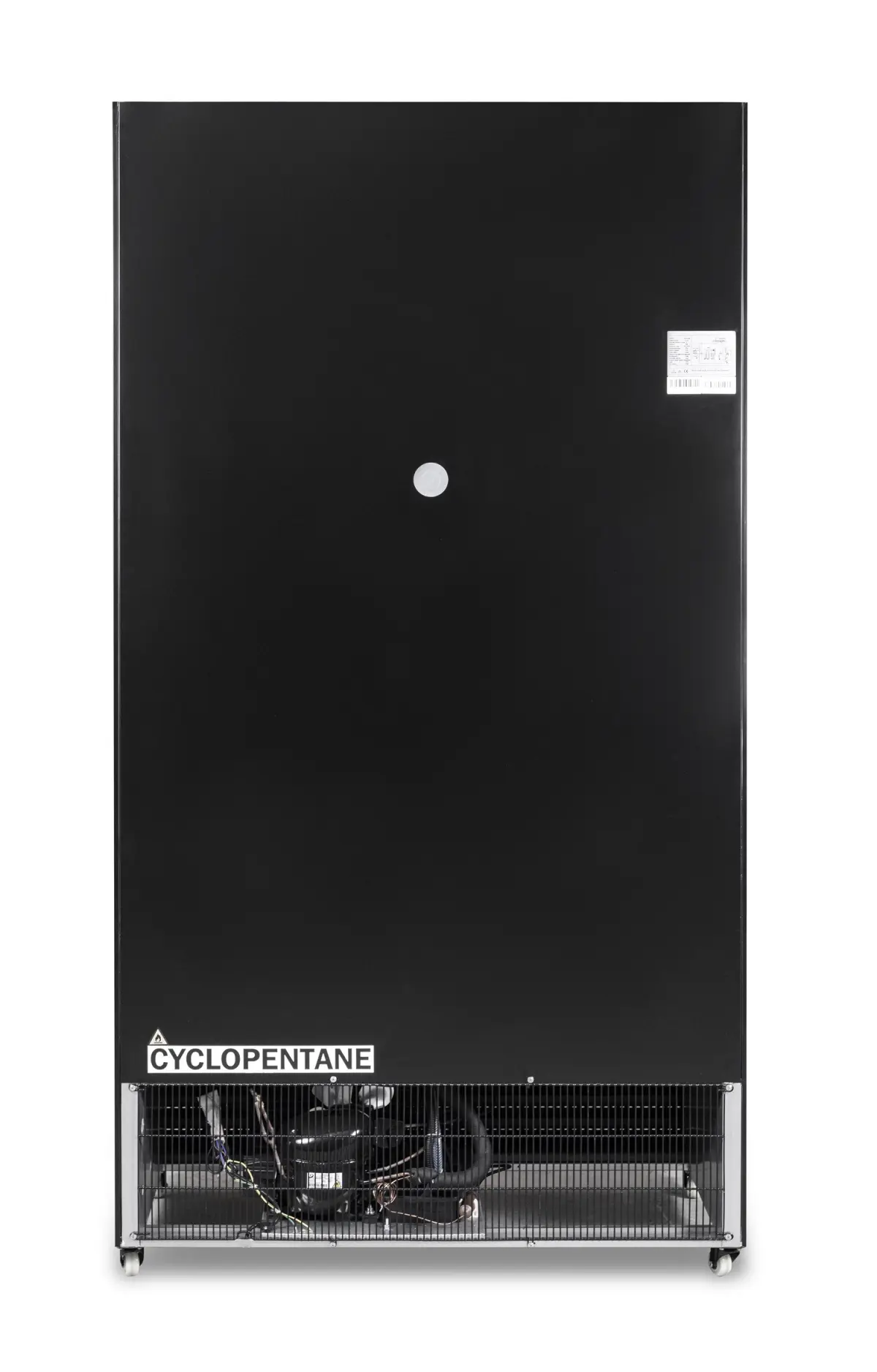 COMBISTEEL BLACK UPRIGHT FRIDGE 2 GLASS SLIDING DOORS - 112X60X210CM