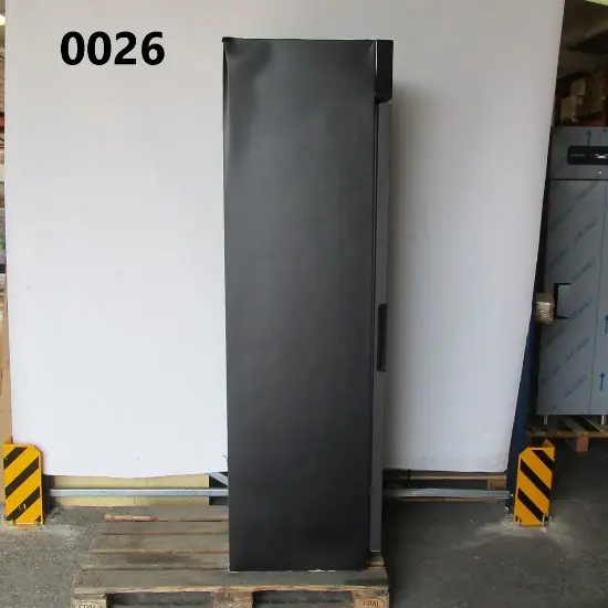 Upright bottle cooler 373 liters with glass door and canopy lighting, +1°/+10°C, black - DAMAGED