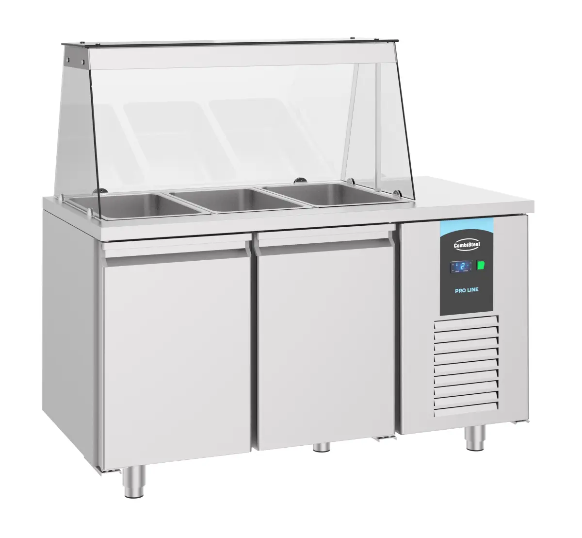 PROLINE REFRIGERATED COUNTER 2 DOOR + GLASS TOP 4/1 GN