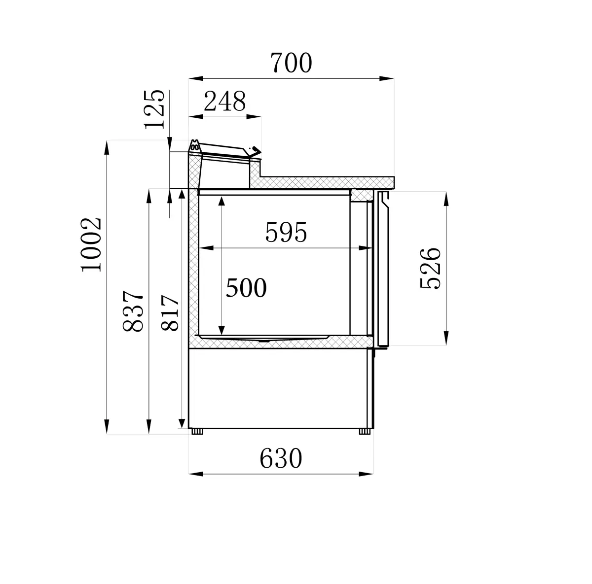 COMBISTEEL COMPACT LINE REFRIGERATED COUNTER + INTEGRATED SALADETTE 90X70CM