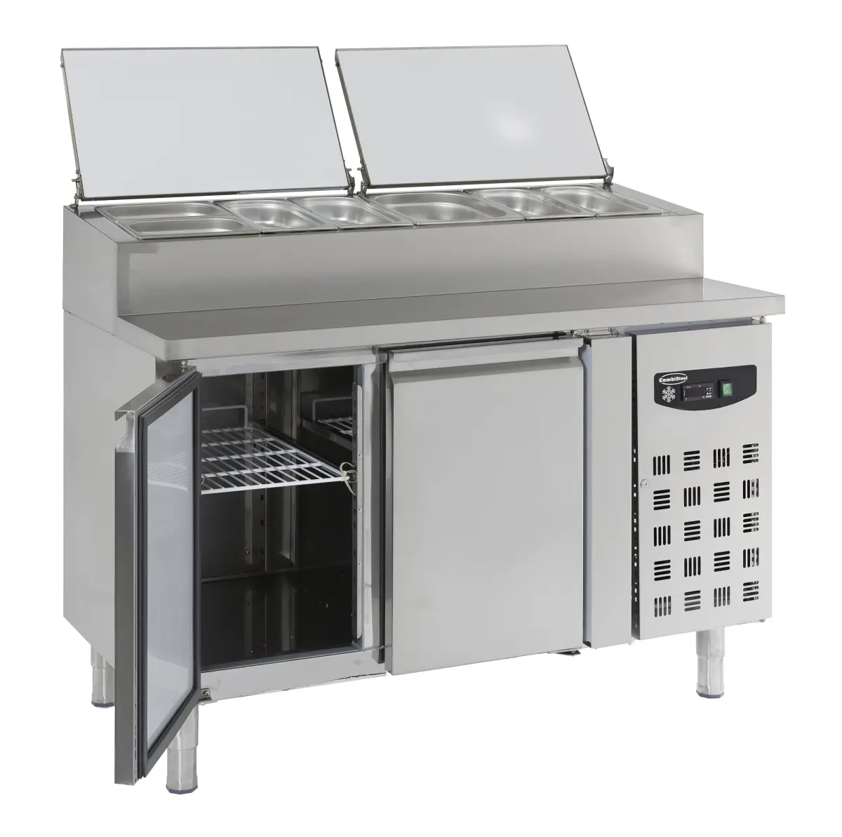 COMBISTEEL S/STEEL REFRIGERTRED COUNTER 2 DOOR + INTEGARTED SALADETTE 136X70CM