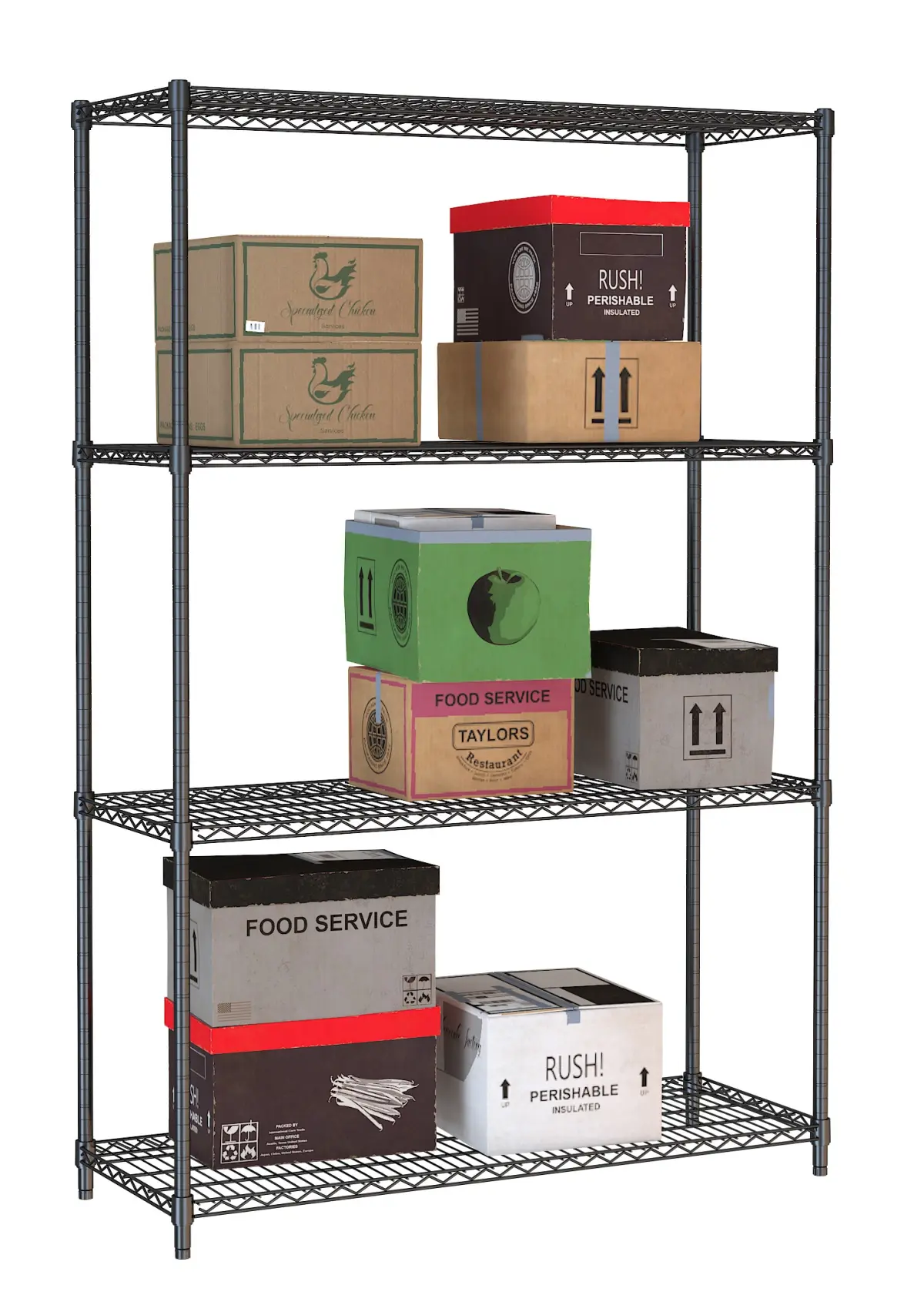 S/STEEL WIRE SHELVING - 4 TIER - 120X45X180