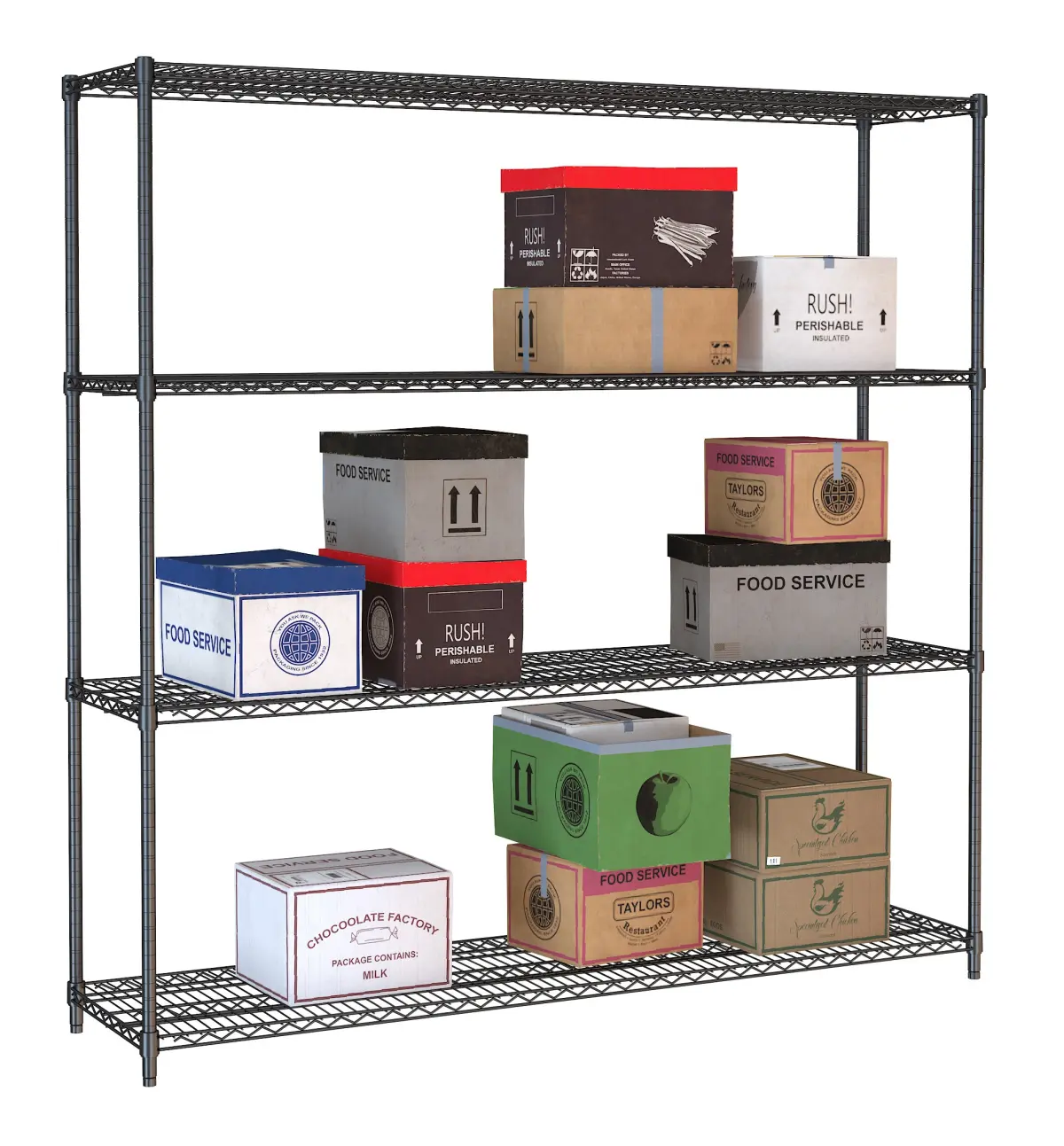 S/STEEL WIRE SHELVING - 180X45X180 - Gepoedercoat staal finish