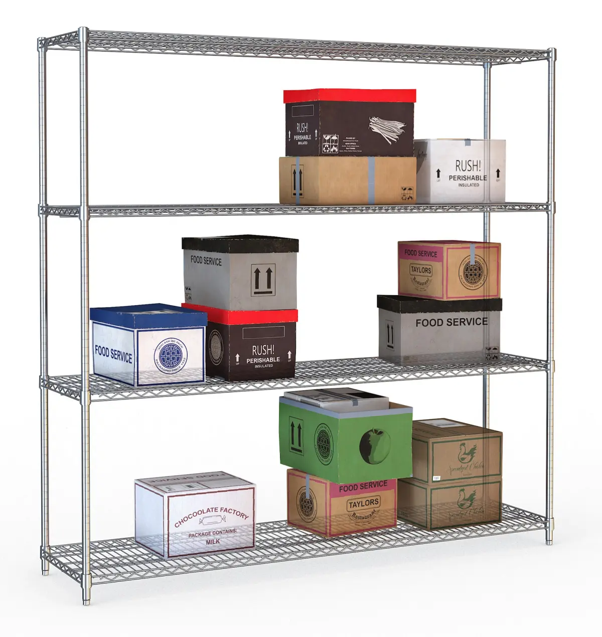 S/STEL WIRE SHELVING 4 TIER - 180X45X180CM