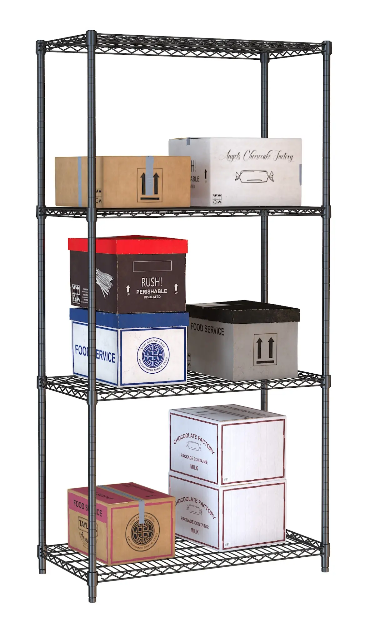 SHELF UNITS 4 LEVELS 900 BLACK FLAT PACKED