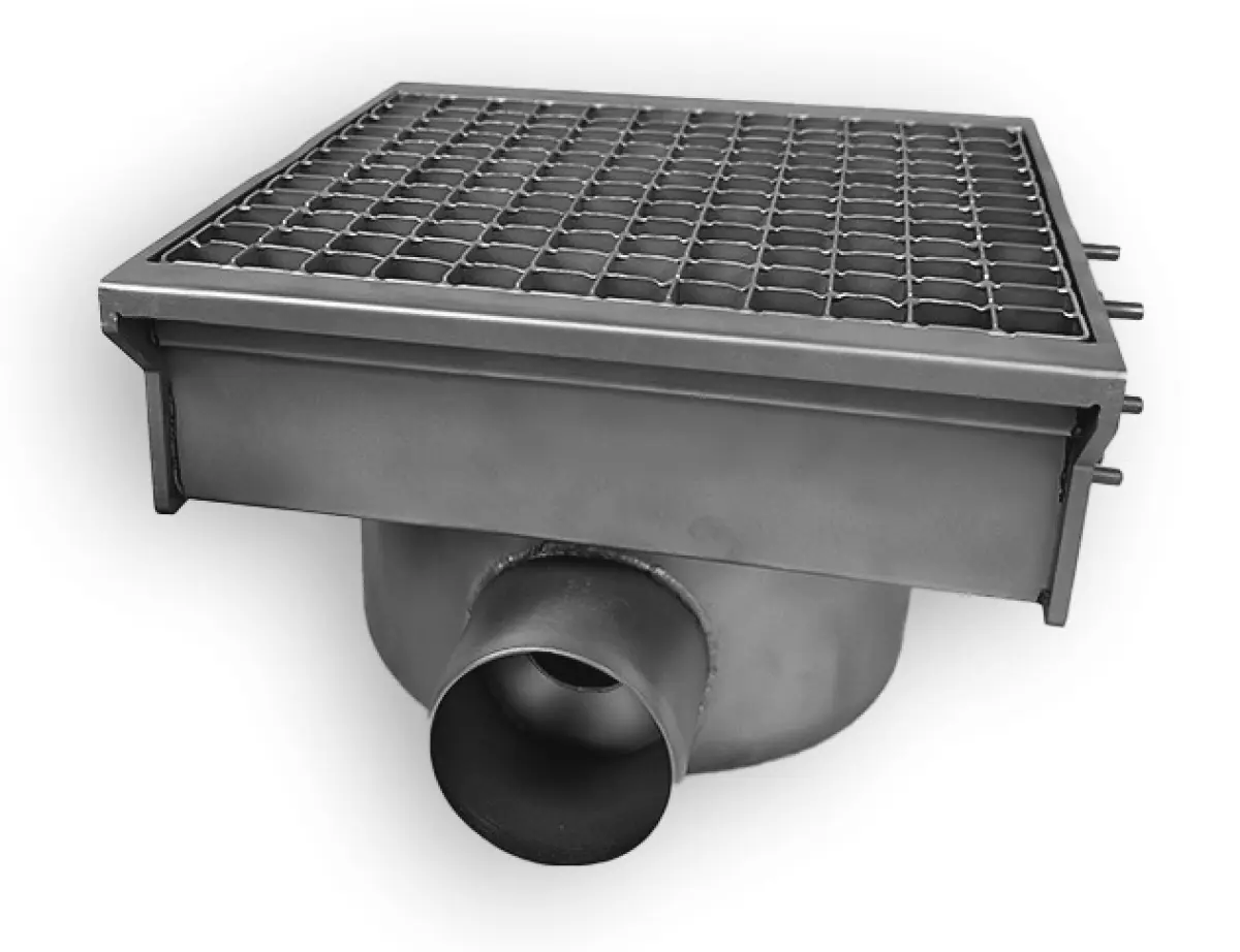 STAINLESS STEEL DRAIN 300X265 WITH 2 EXITS FOR SLOTTED CHANNEL