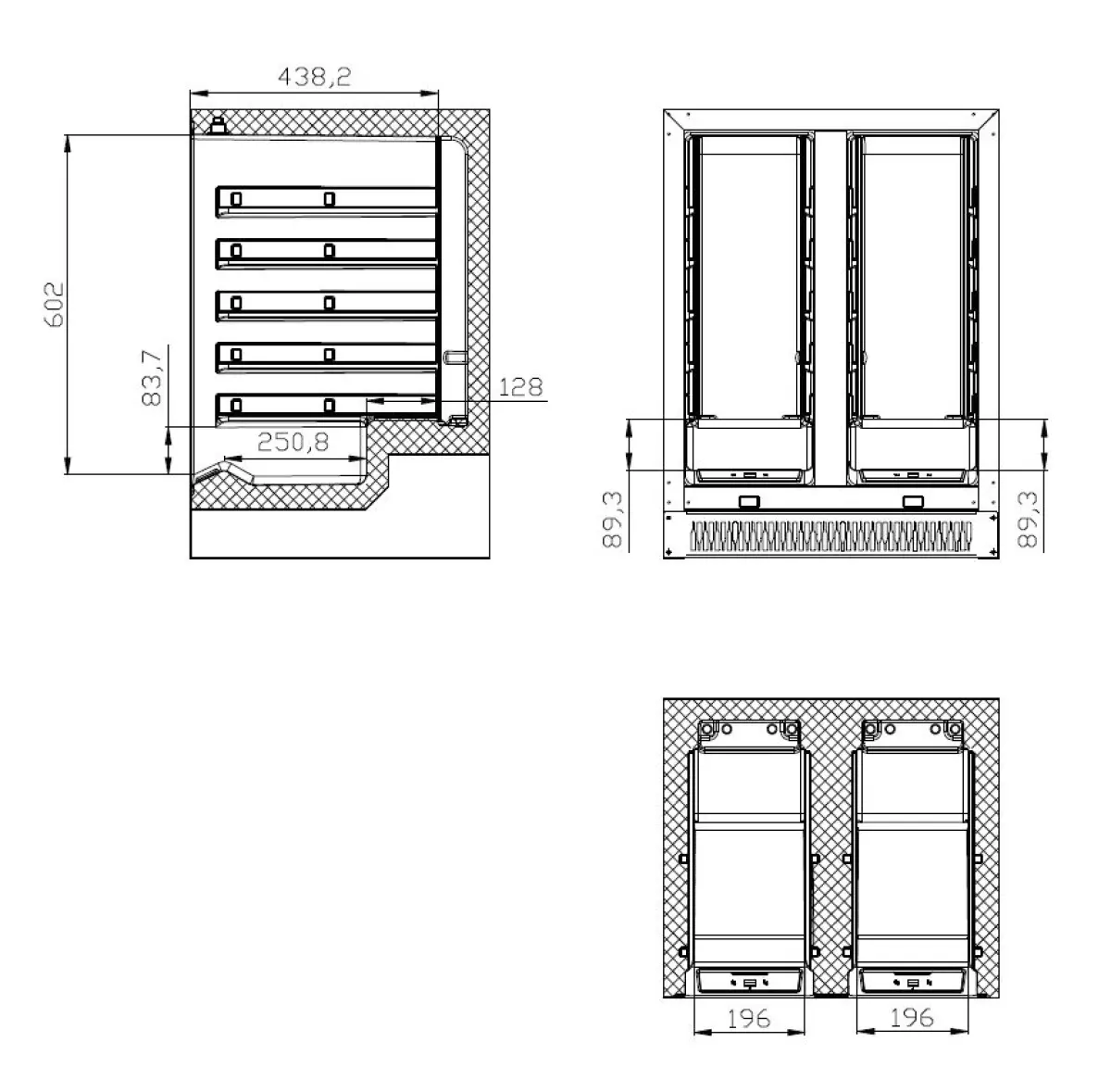 COMBISTEEL DUAL TEMPERATURE WINE COOLER - 60X60X82CM