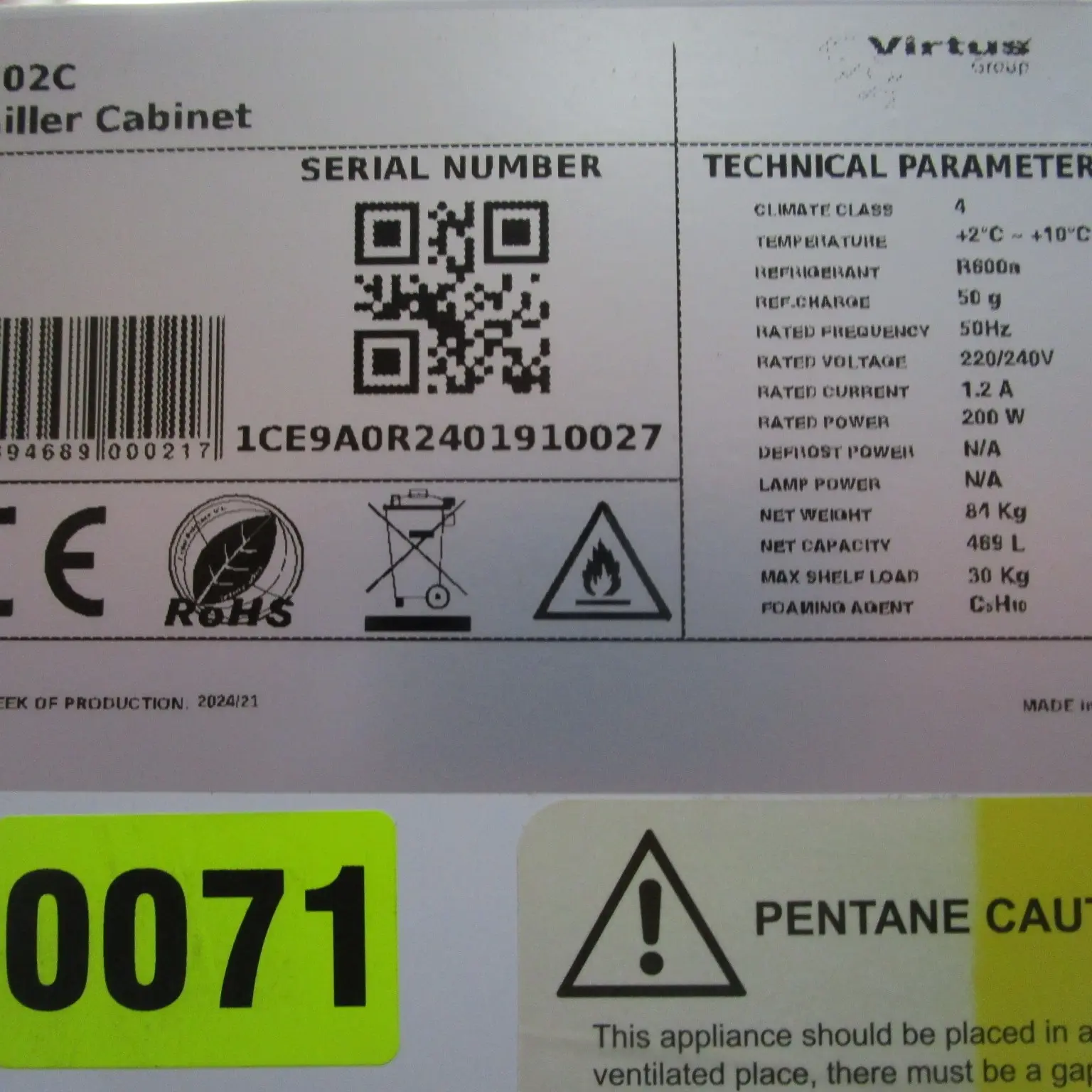 Refrigerator cabinet 600 litres in ABS, GN 2/1, +2°/+10°C - DAMAGED