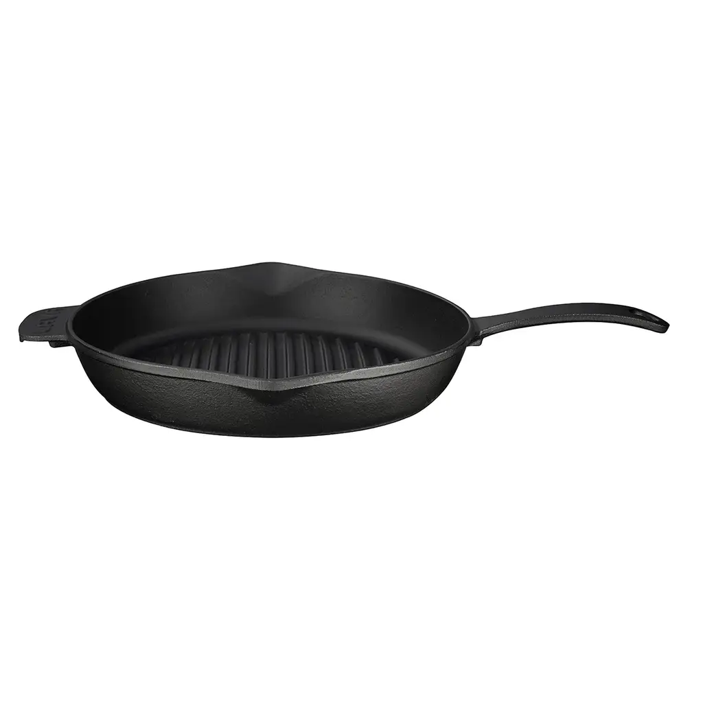 Lava Cast Iron Round Grill Pan. Long-Stem, Dia. Ø 28cm.