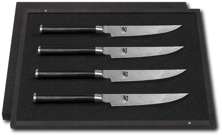 SHUN CLASSIC SETS, WITH FINE WOOD PACKAGING - Steak knife set # DMS-400 Content: 4 x Steak knife DM-0711